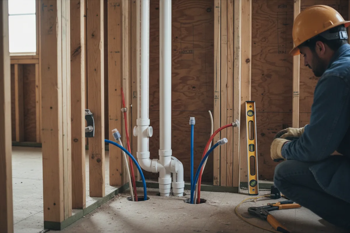 Drain and supply rough-in during Toilet Repair and Installation in Perry Point